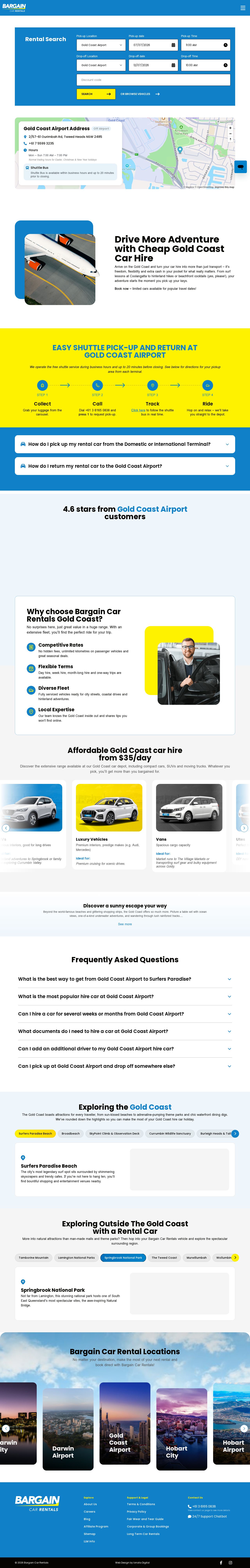 Bargain Car Rentals - Gold Coast Airport website