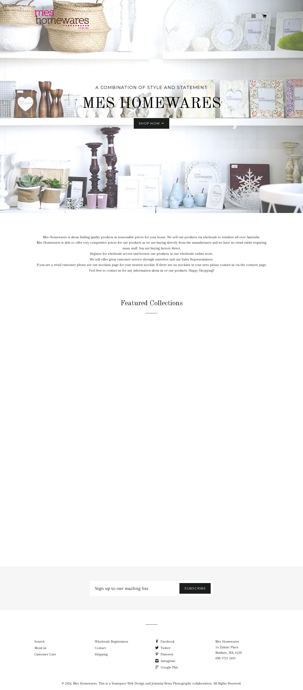 Mes Homewares website