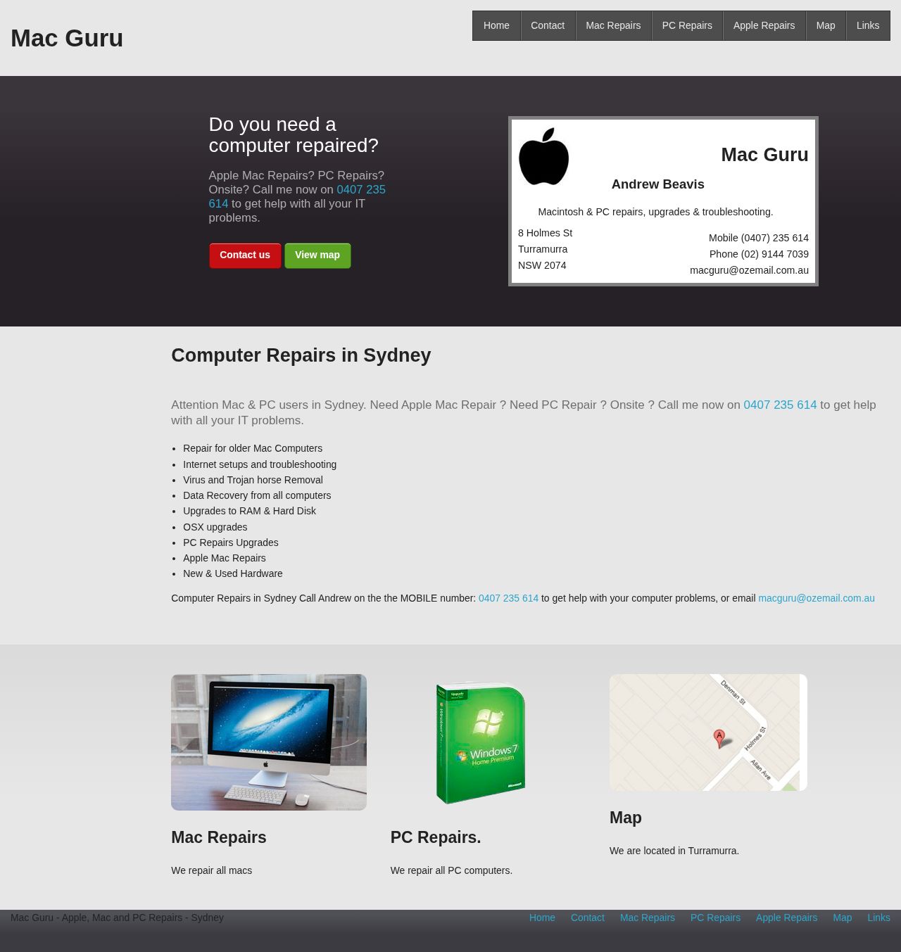 Mac Guru Consulting website