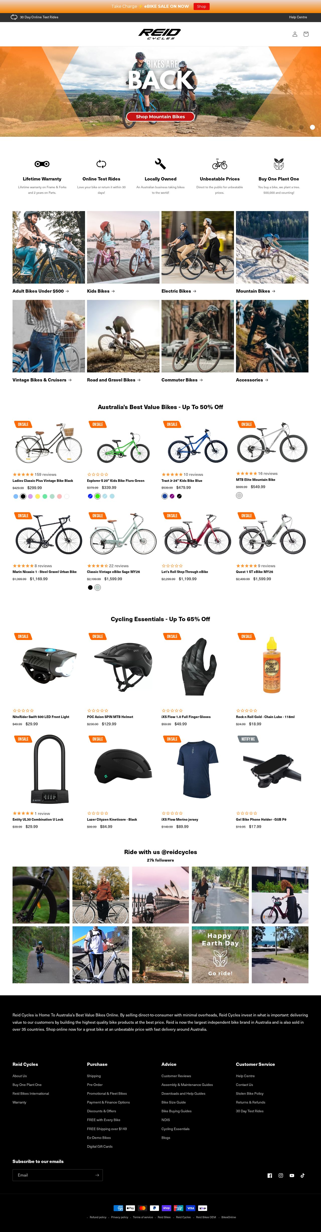Reid Cycles - Sydney website