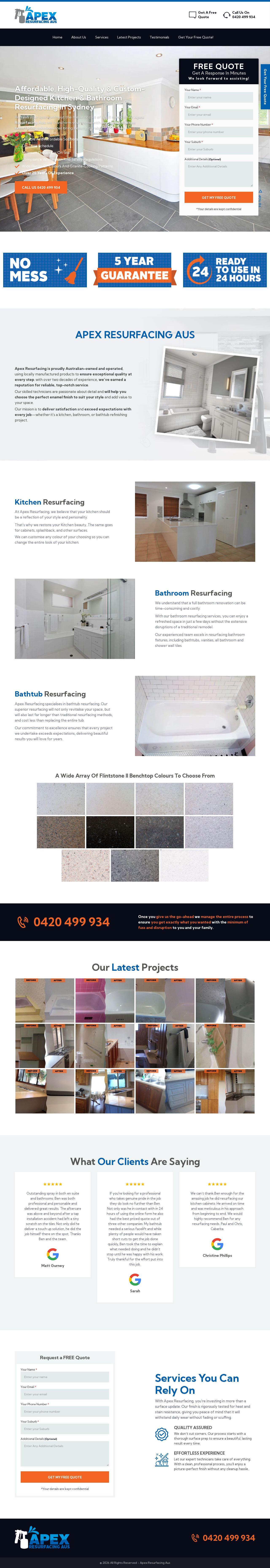 Apex Resurfacing website