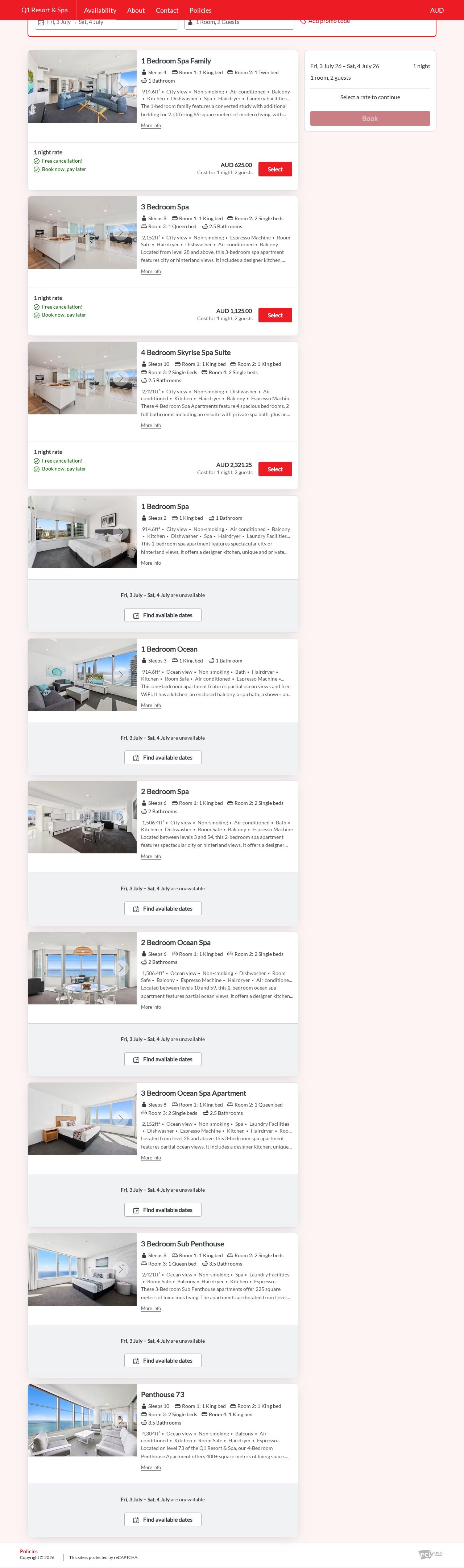 Q1 RESORT AND SPA website