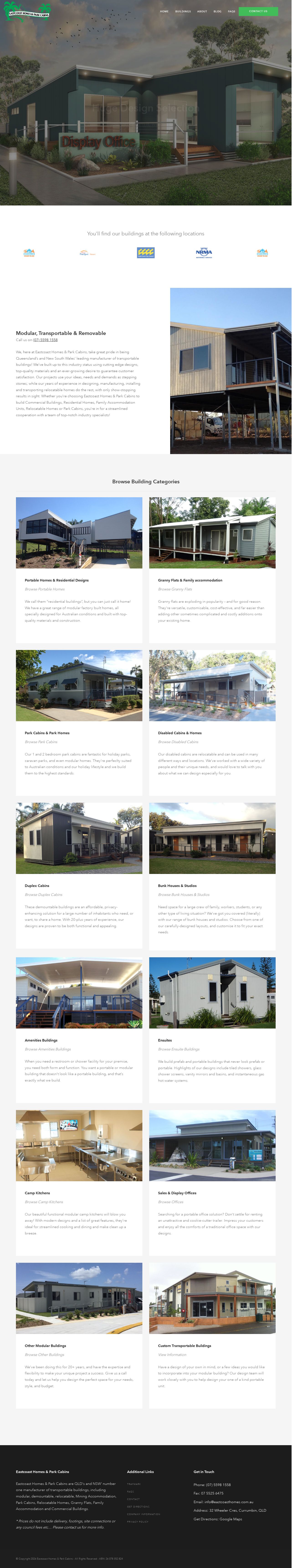 East Coast Homes & Park Cabins website