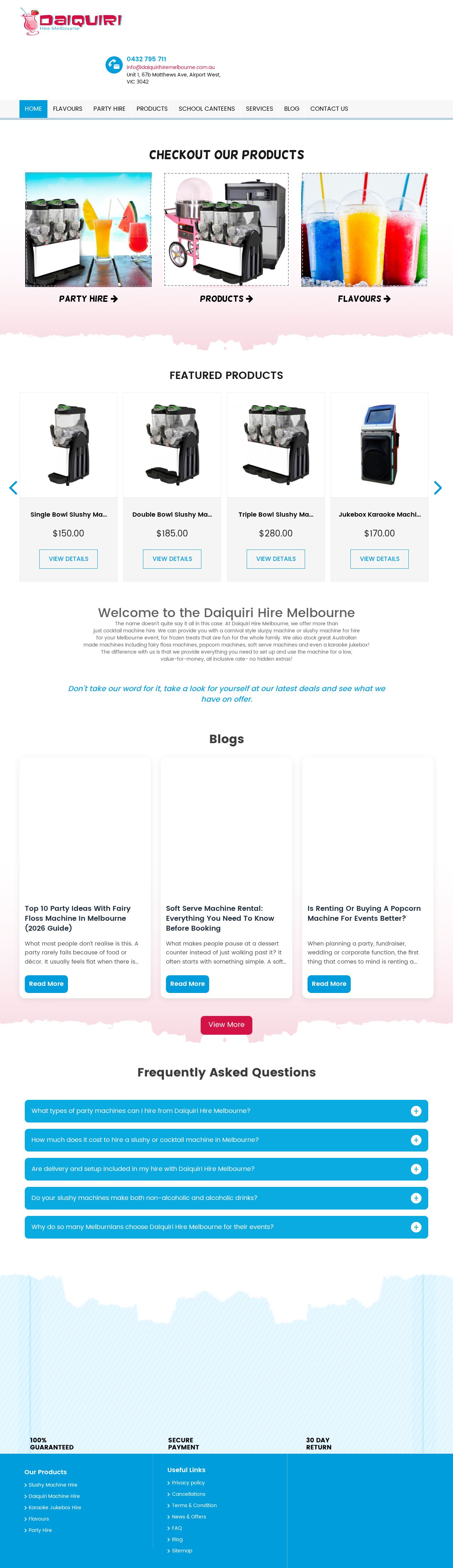 Daiquiri Hire Melbourne website