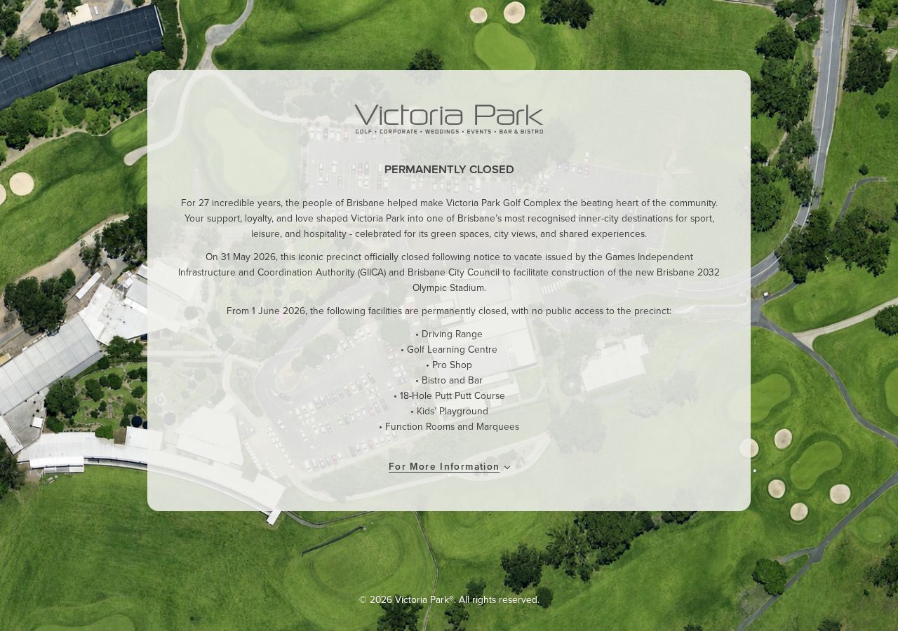 Victoria Park Wedding Venue website