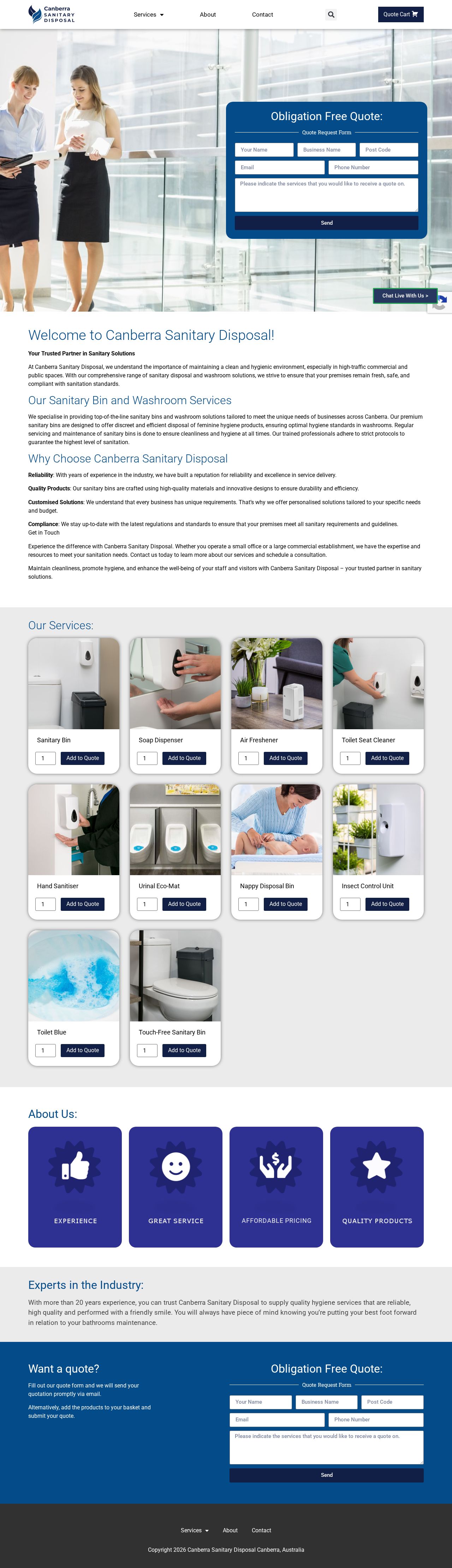 Canberra Sanitary Disposal website