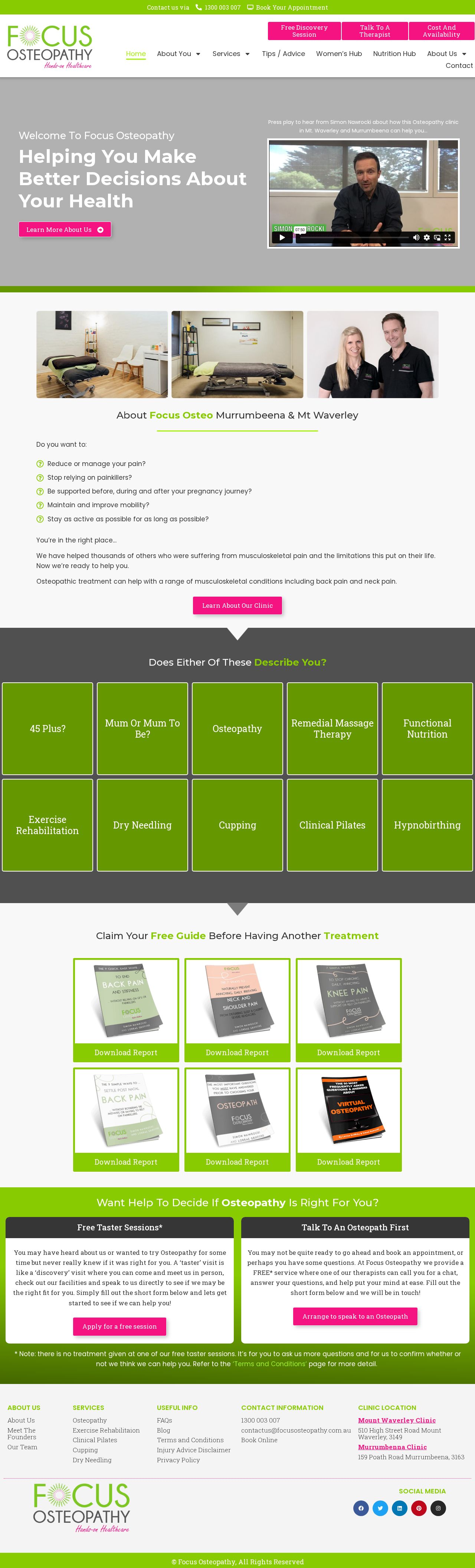 Focus Osteopathy website