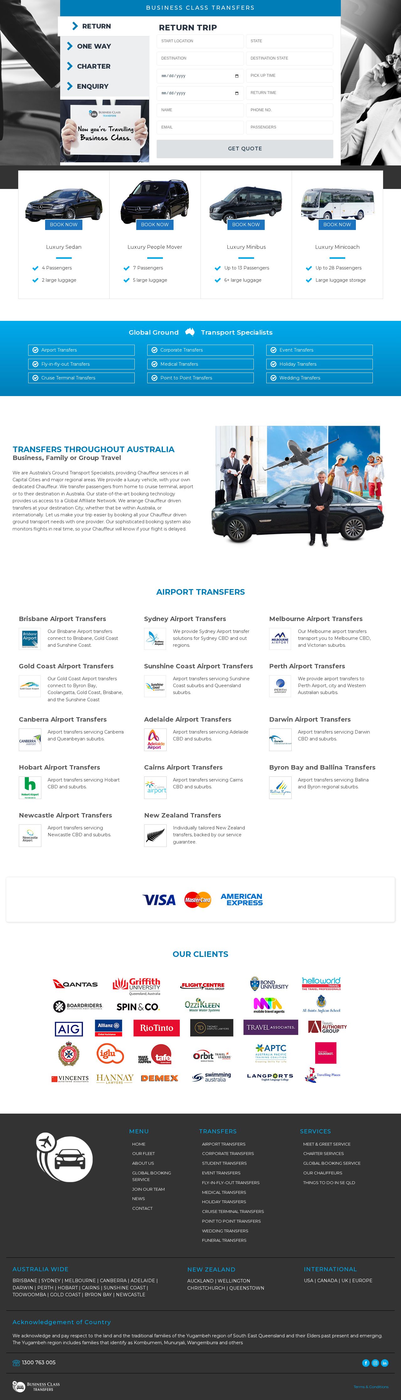 Business Class Transfers website