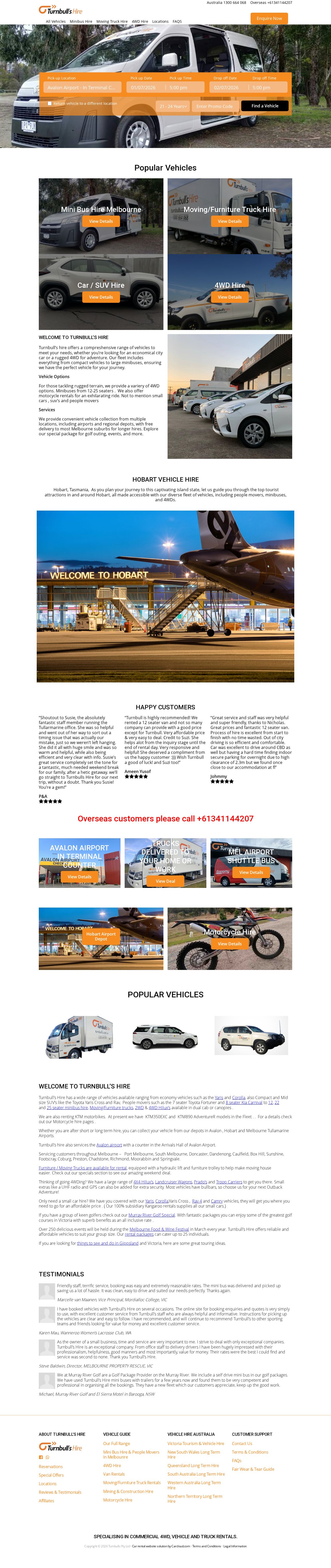 Turnbull's Hire Drive website