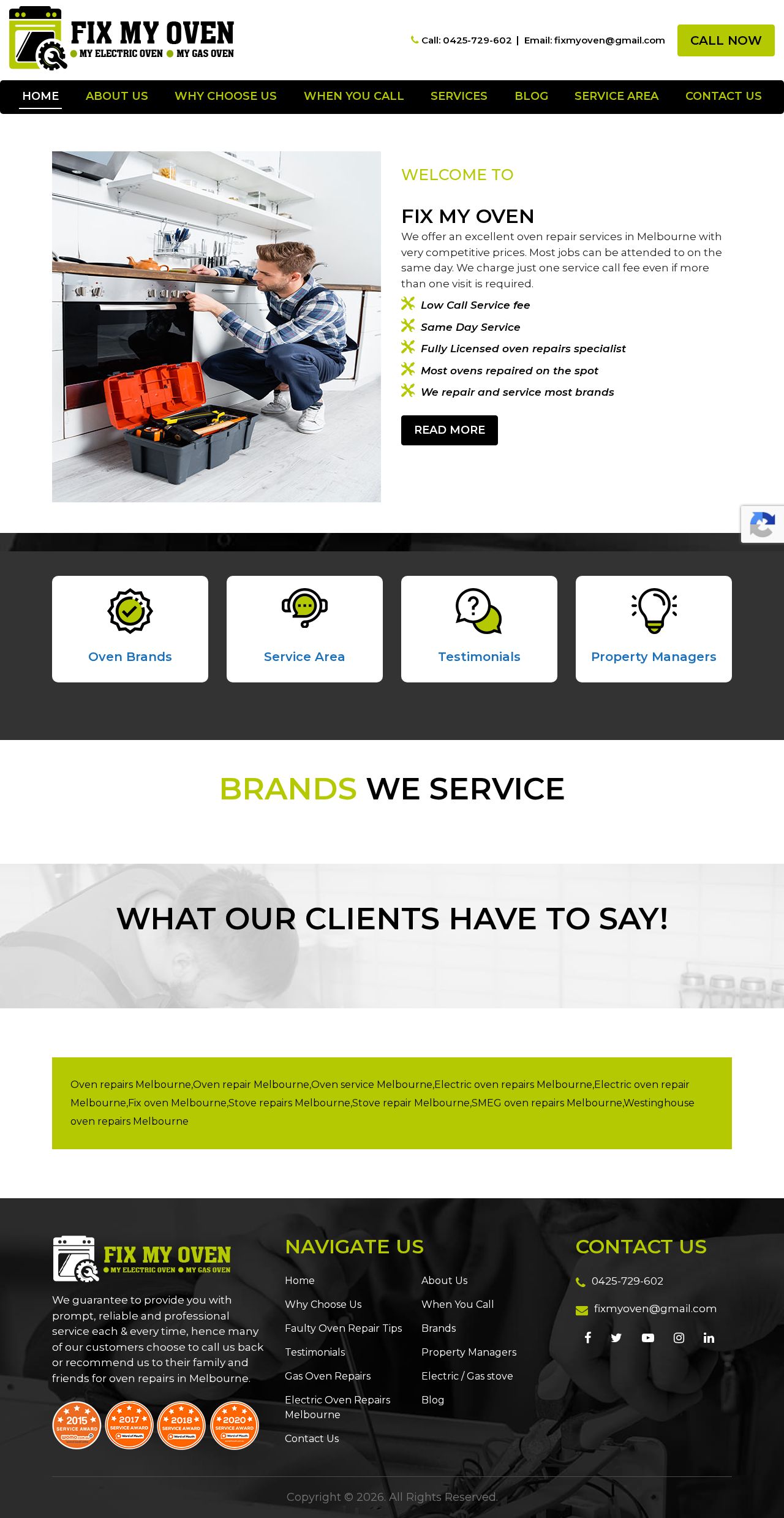 Fix My Oven website