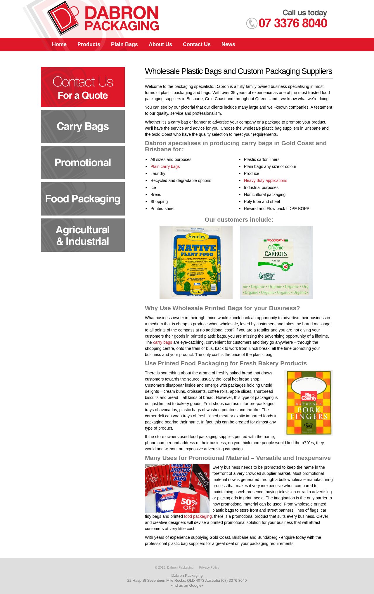 Dabron Packaging website