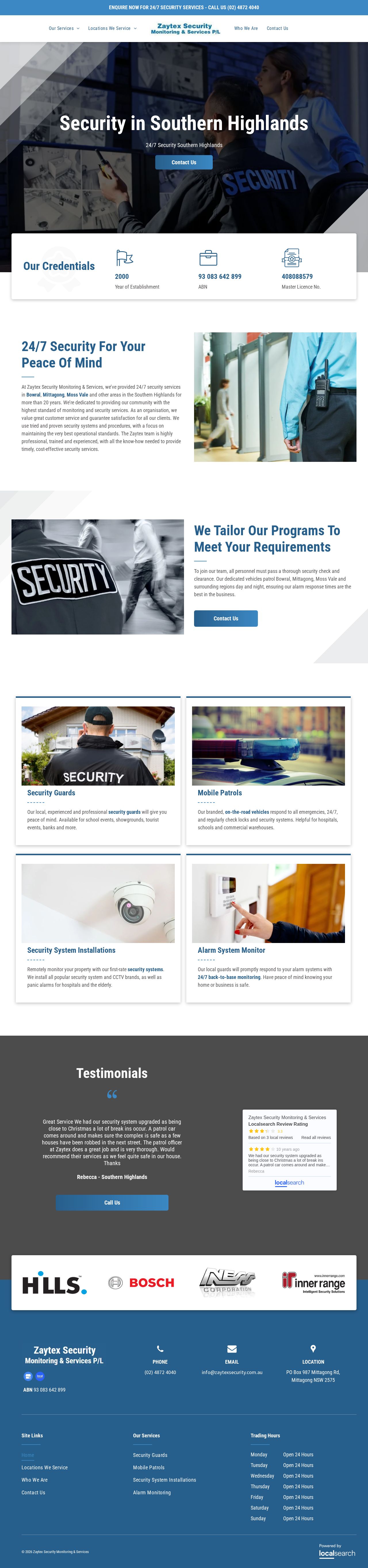 Zaytex Security Monitoring & Services Pty Ltd website