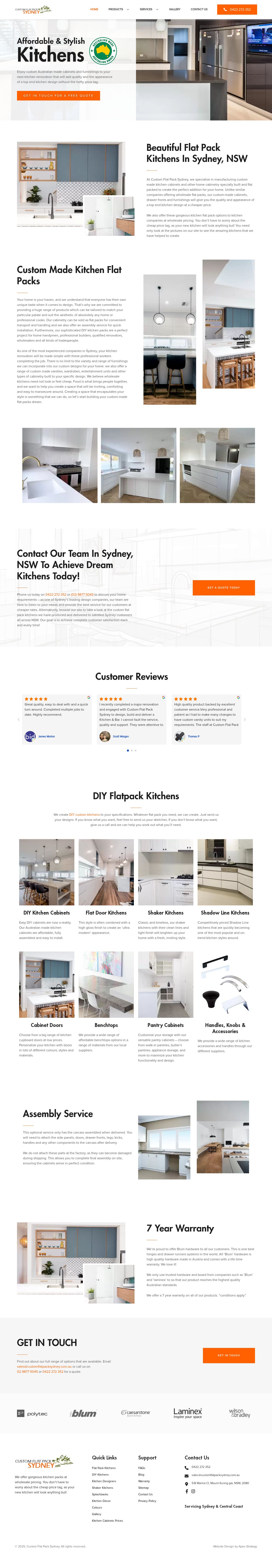 Custom Flatpack Sydney website