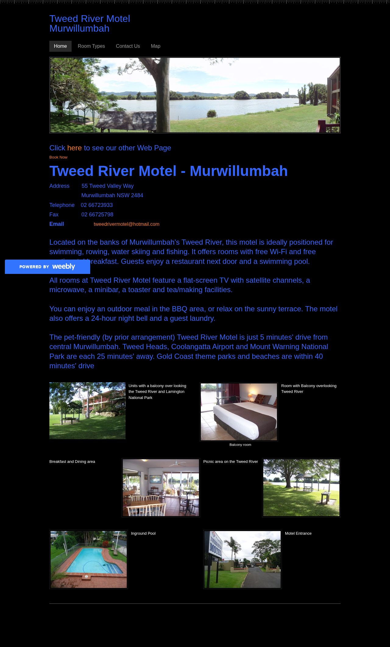 Tweed River Motel website