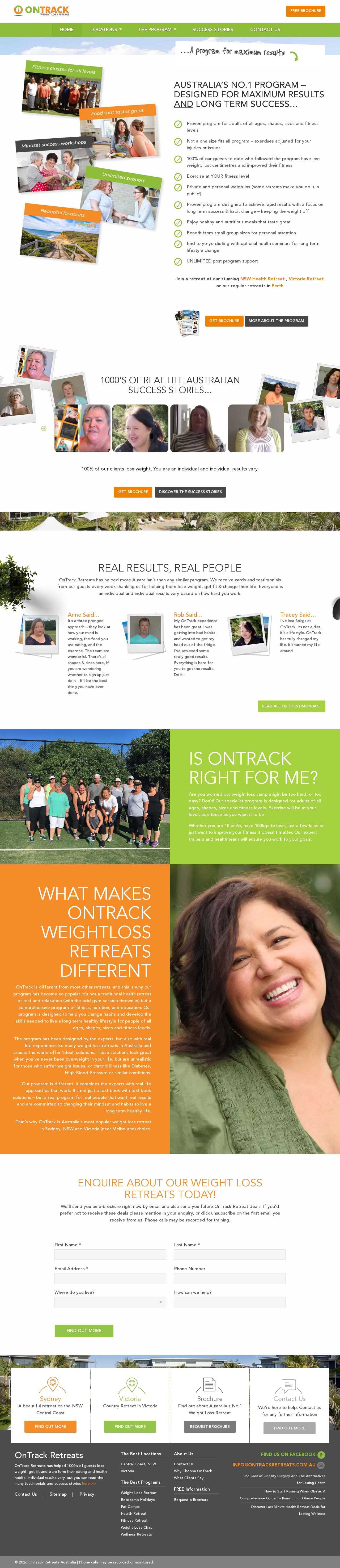 ontrackretreats website
