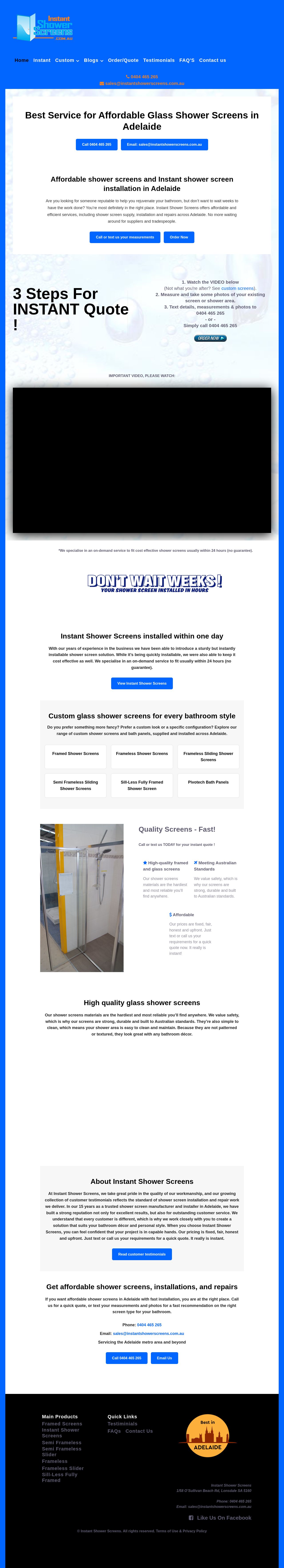 Instant Shower Screens website