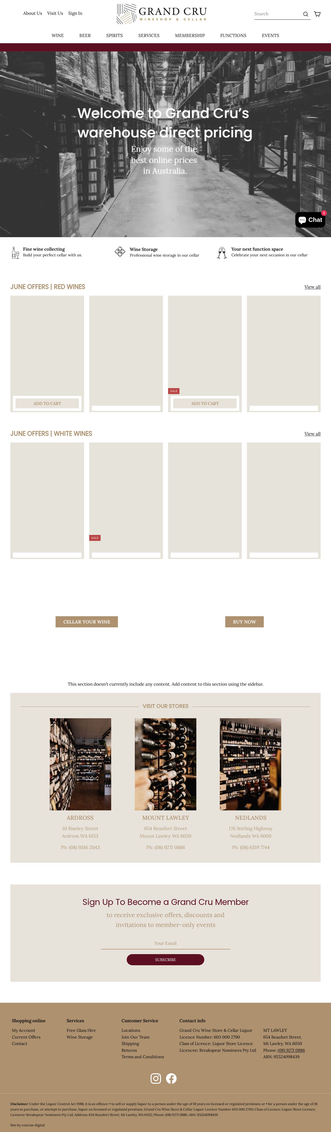 Grand Cru Wineshop & Cellar website