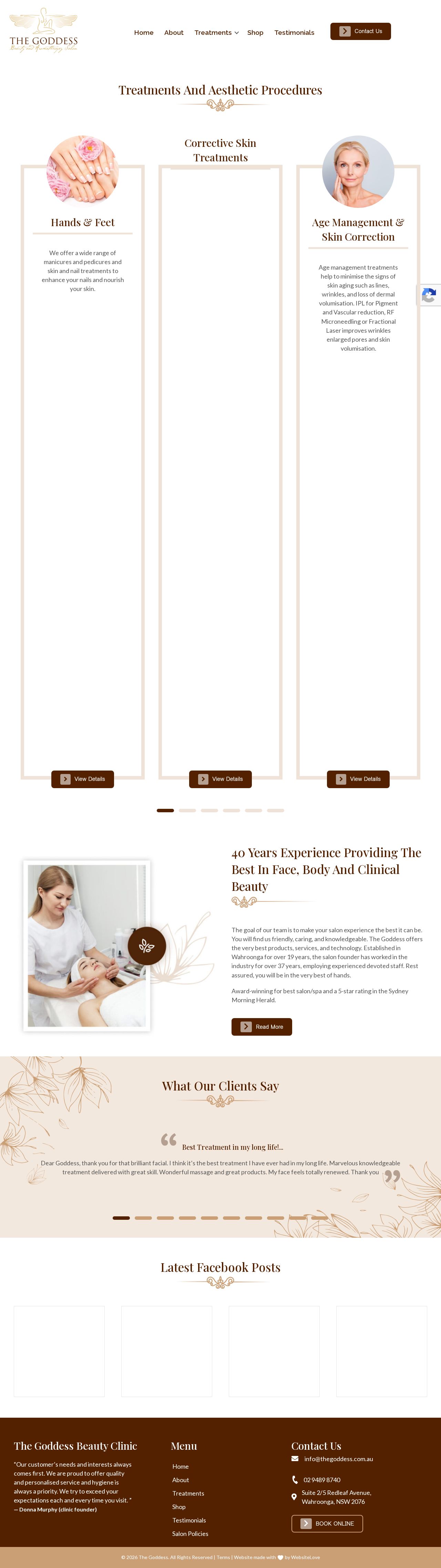 The Goddess Beauty & Aromatherapy Salon website