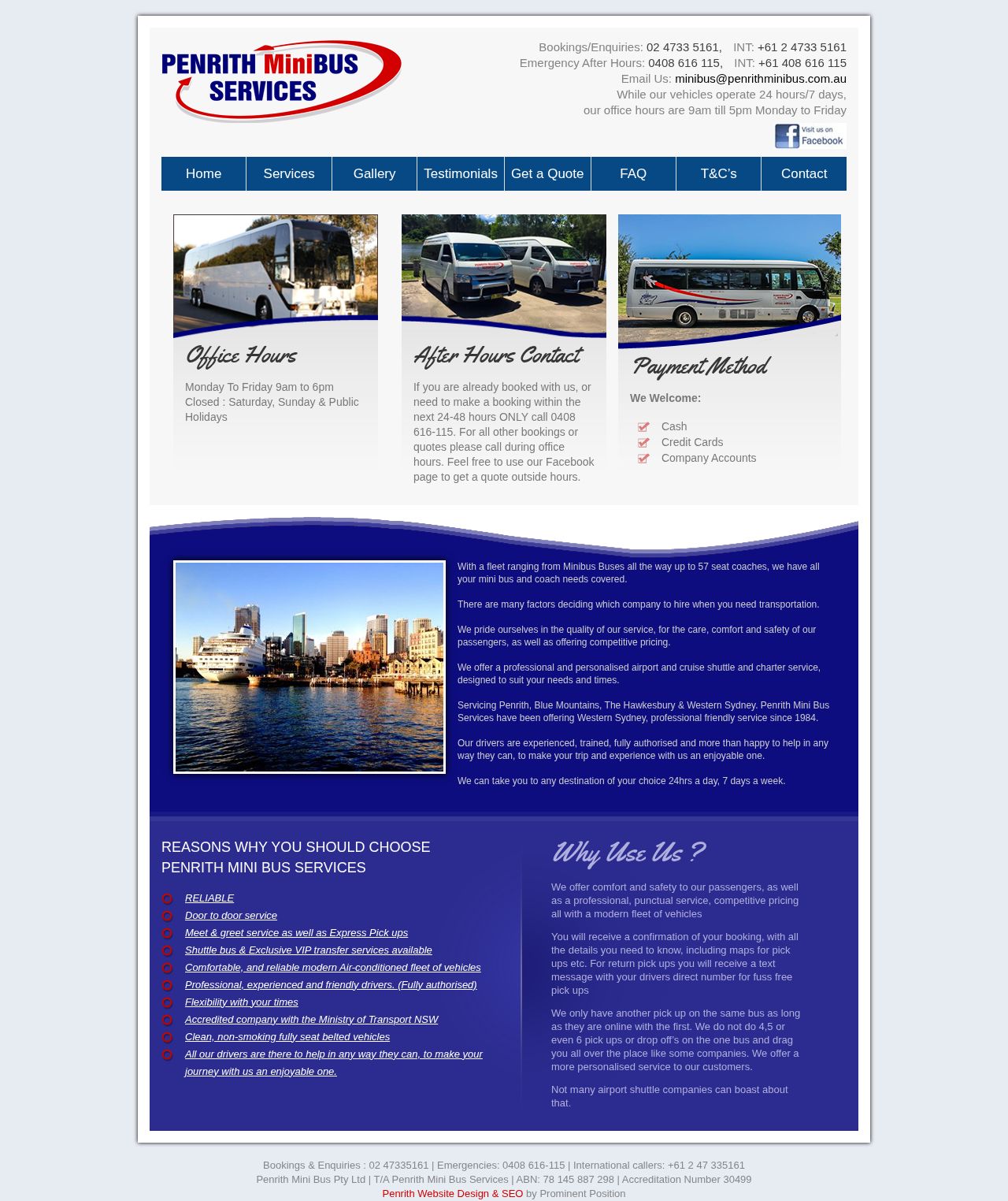 Penrith Mini Bus Services website