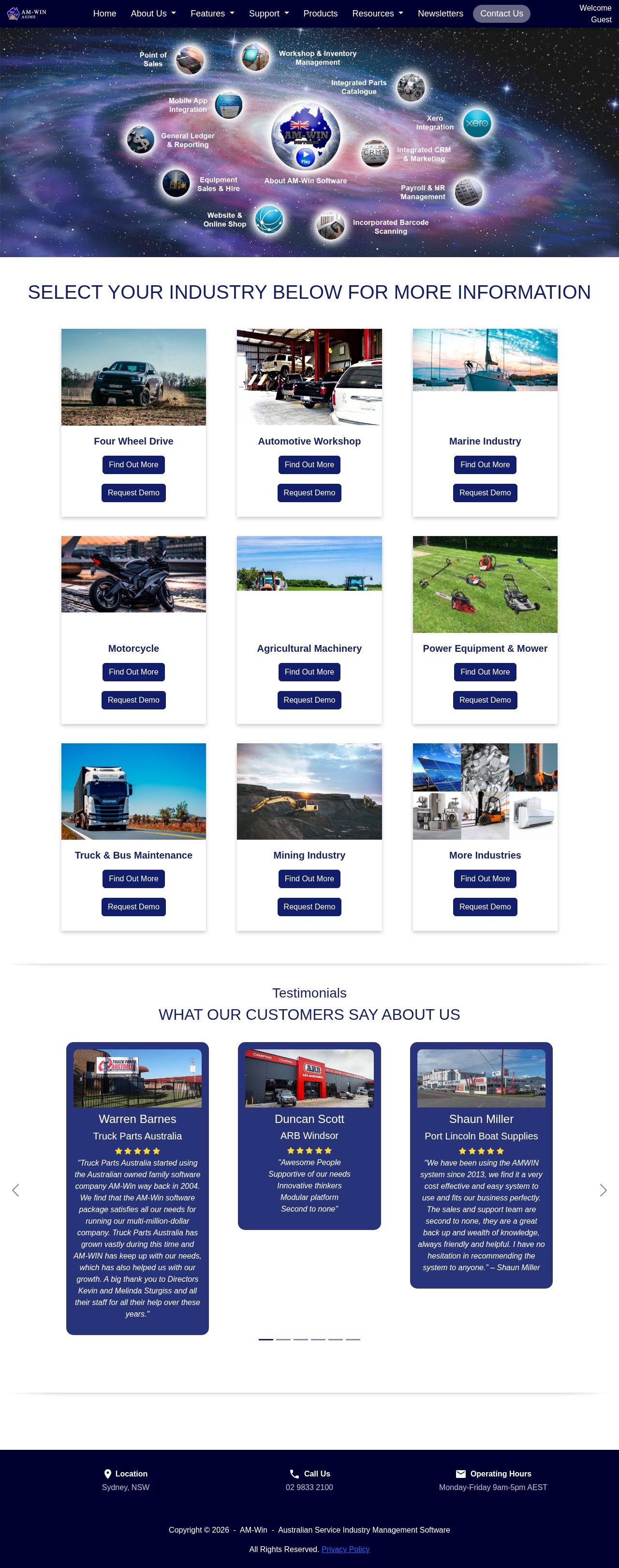 Australian Service Industry Management Software website