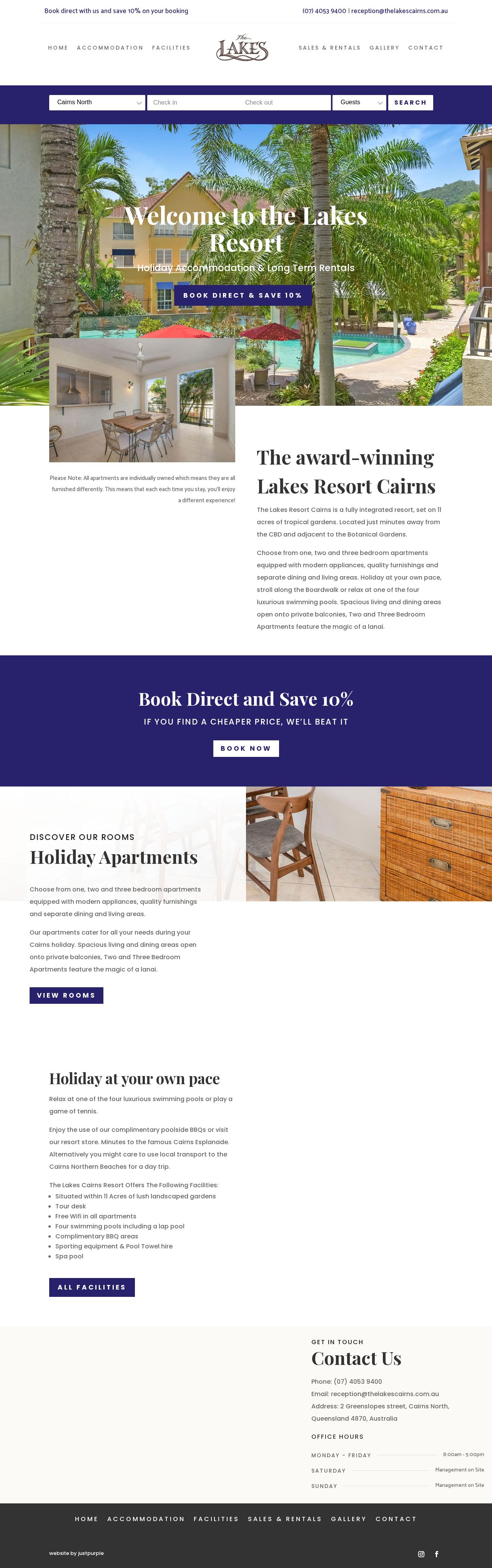 The Lakes Cairns Resort & Spa website
