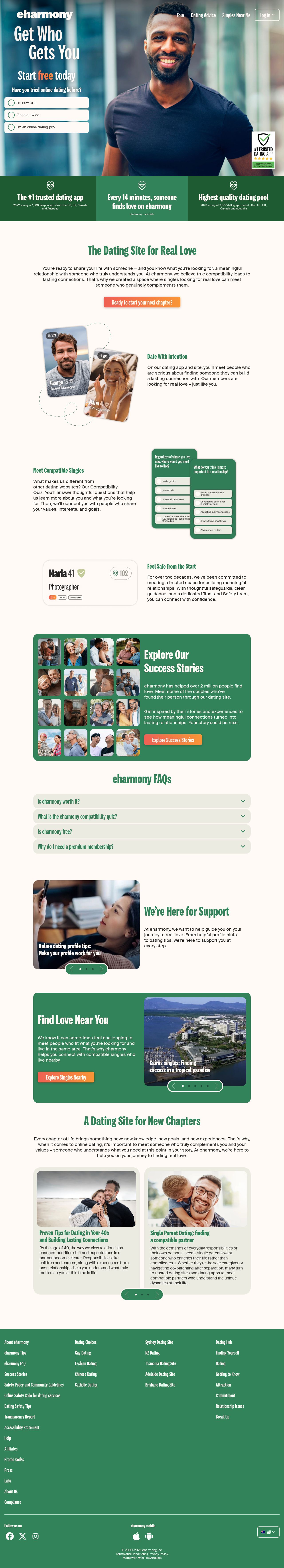 eHarmony Dating Australia website