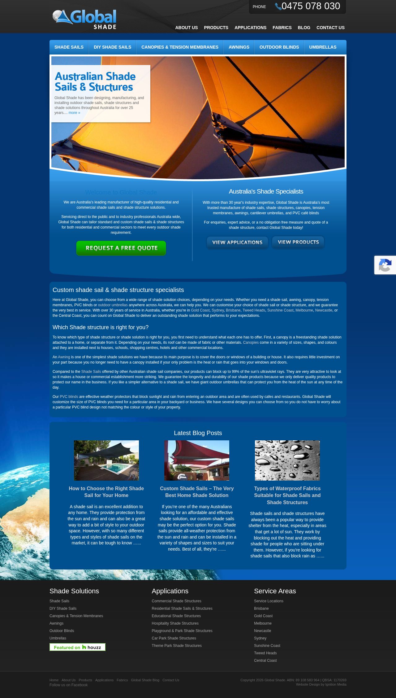 Global Shade Australia website