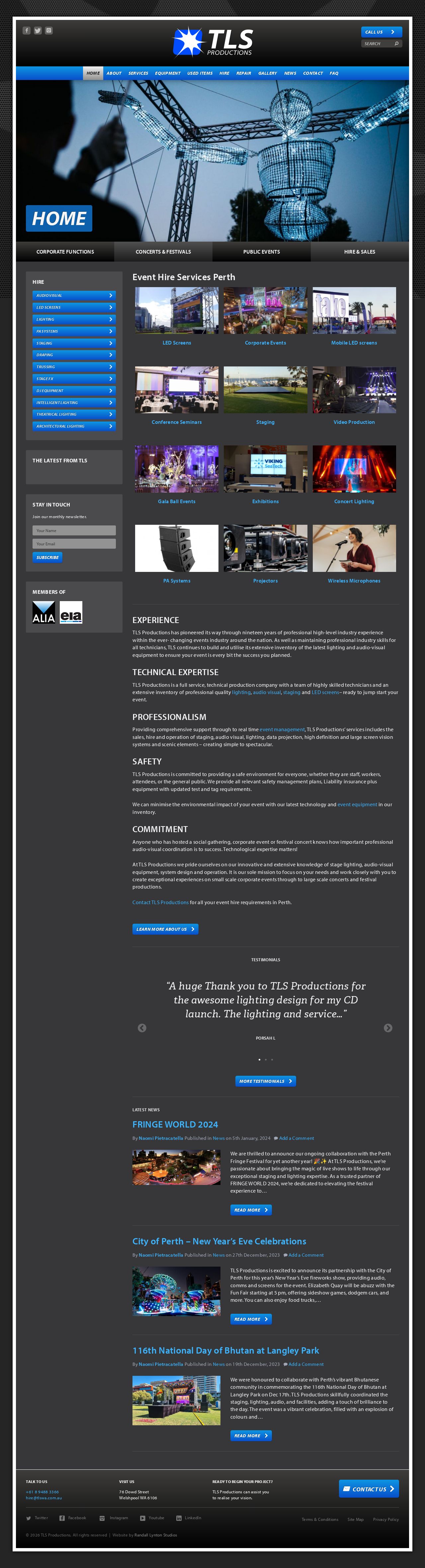 TLS Productions website