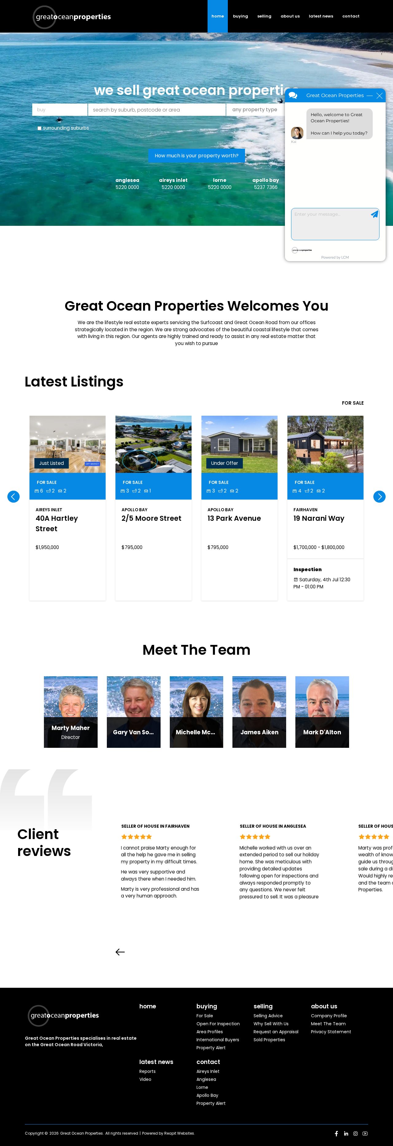 Real estate properties in Aireys Inlet, Apollo Bay, Fairhaven website