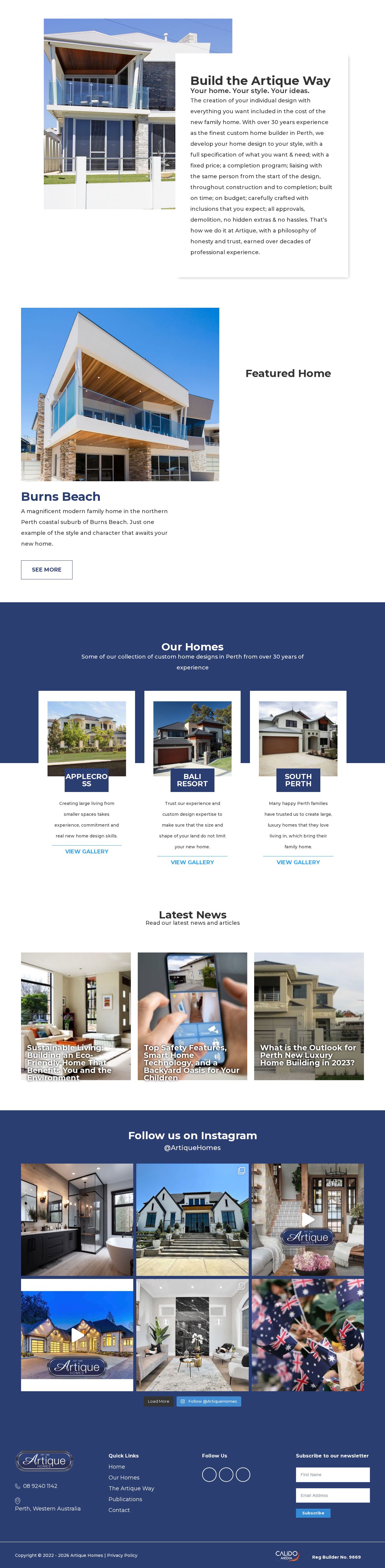 Artique Homes website