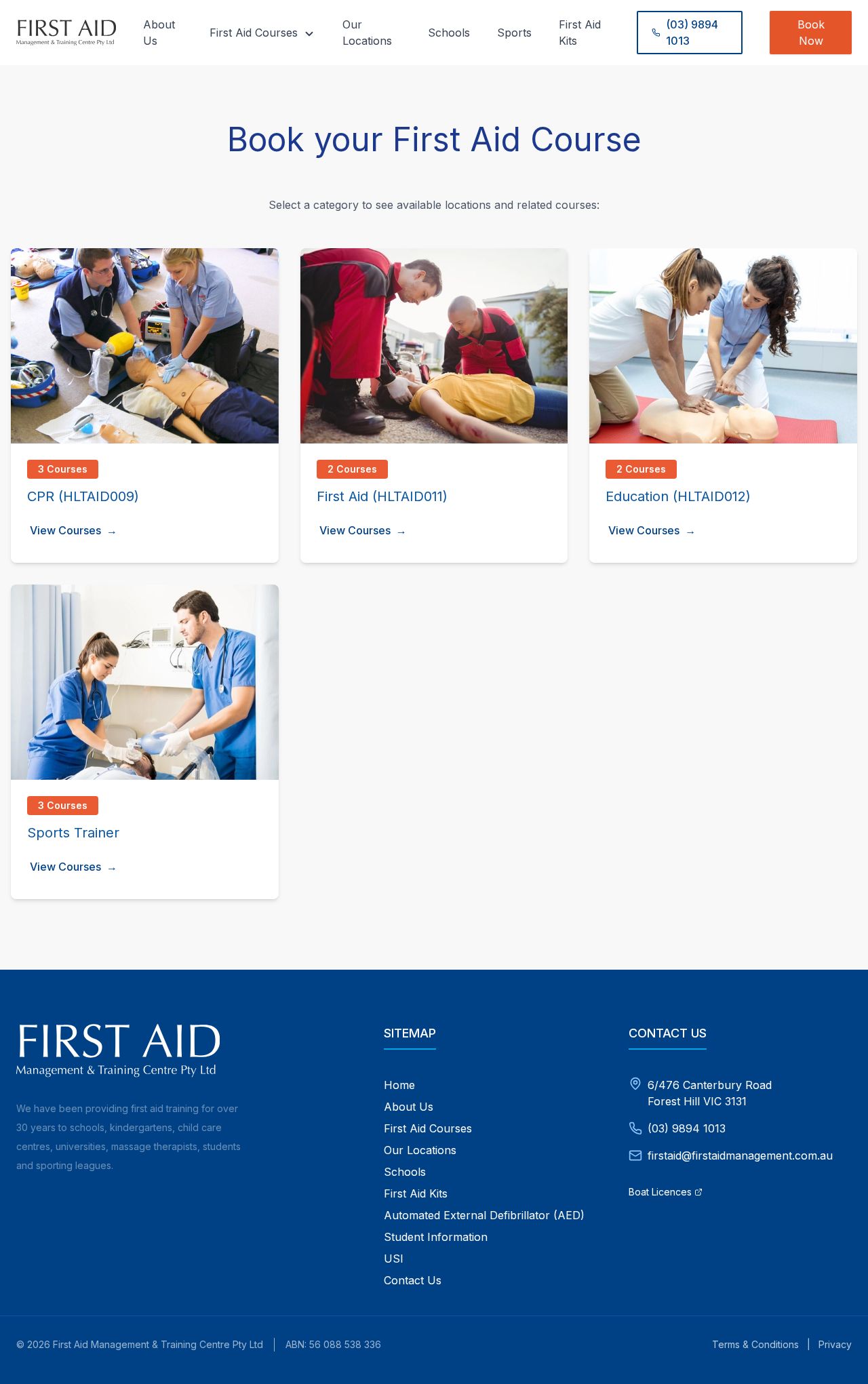 First Aid Management website