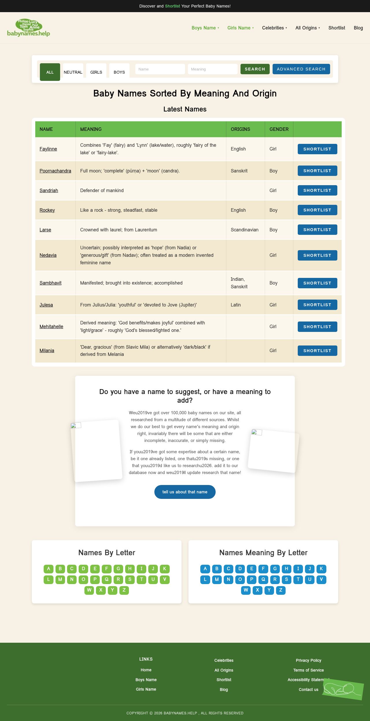 MyBaby Baby Names Portal website