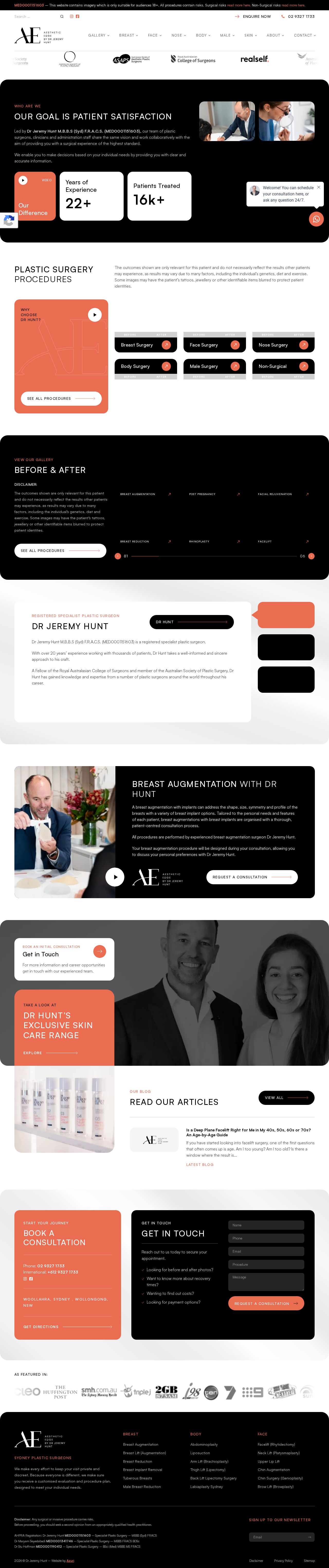 Dr Jeremy Hunt Cosmetic website