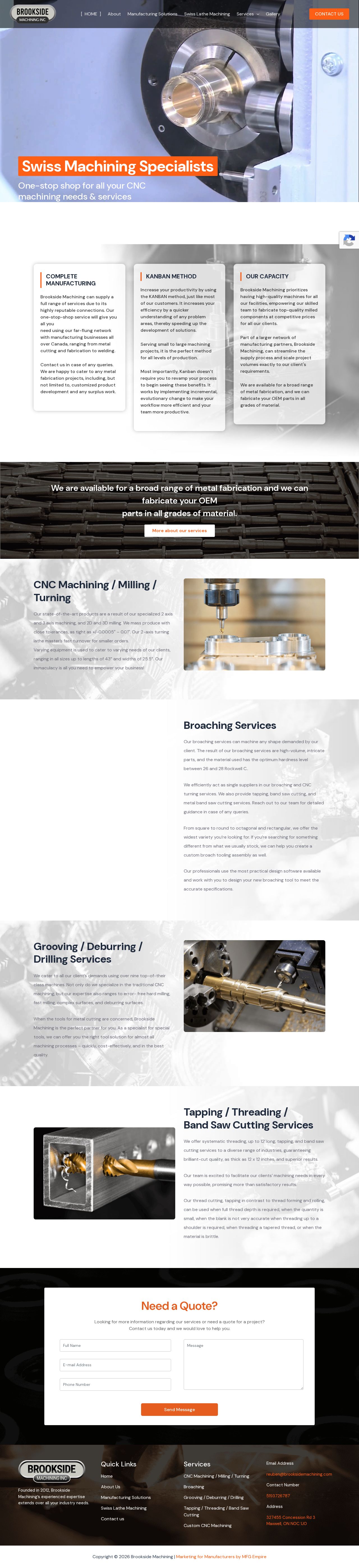 Brook Side Machining website