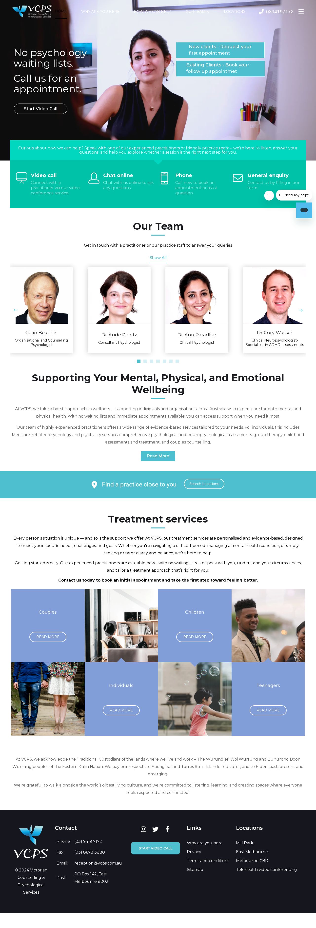 Victorian Counselling & Psychological Services website
