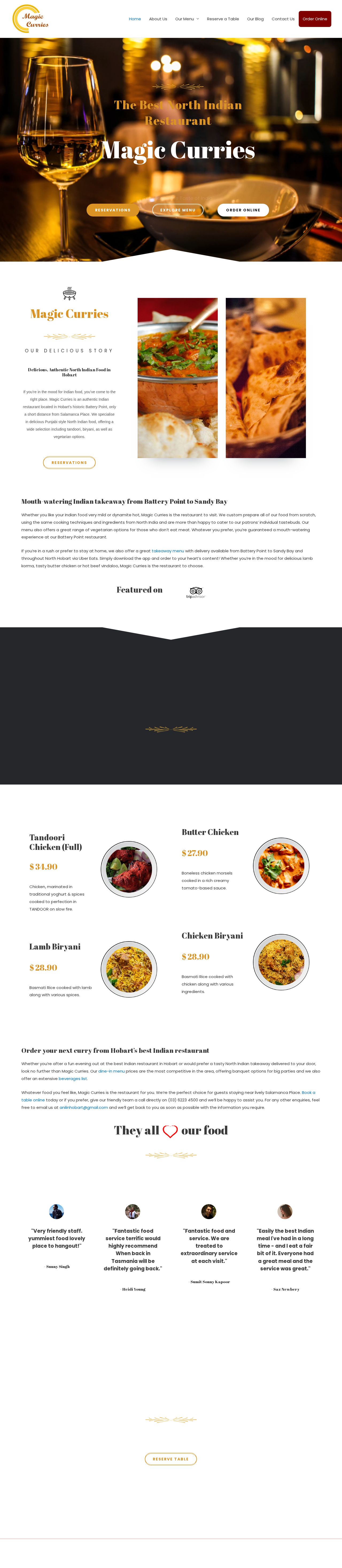 Magic Curries Indian Restaurant website