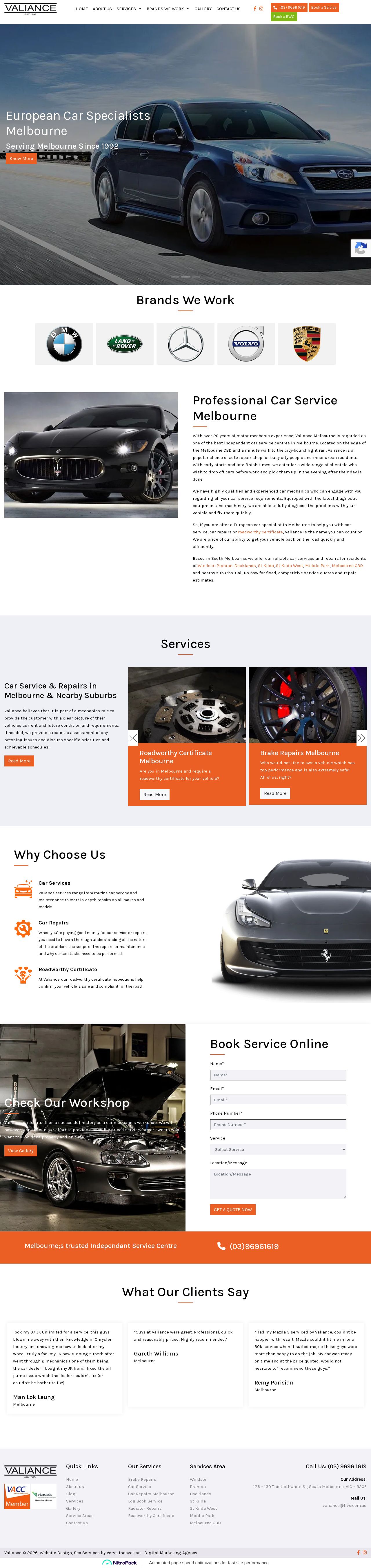 Valiance - Car Mechanic Service Melbourne website
