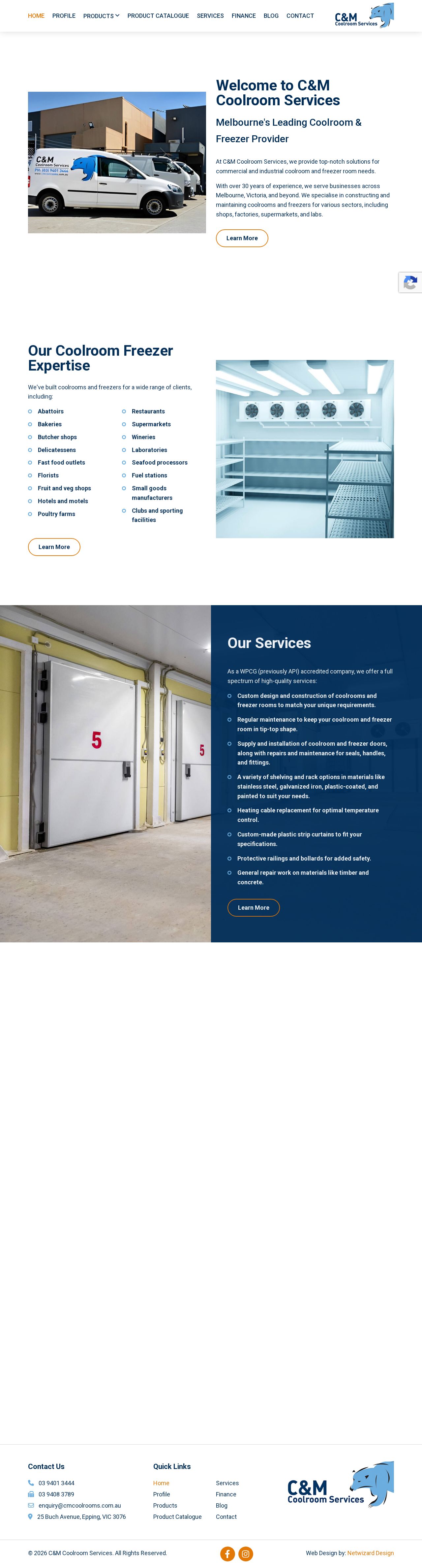 C and M Coolroom Services website