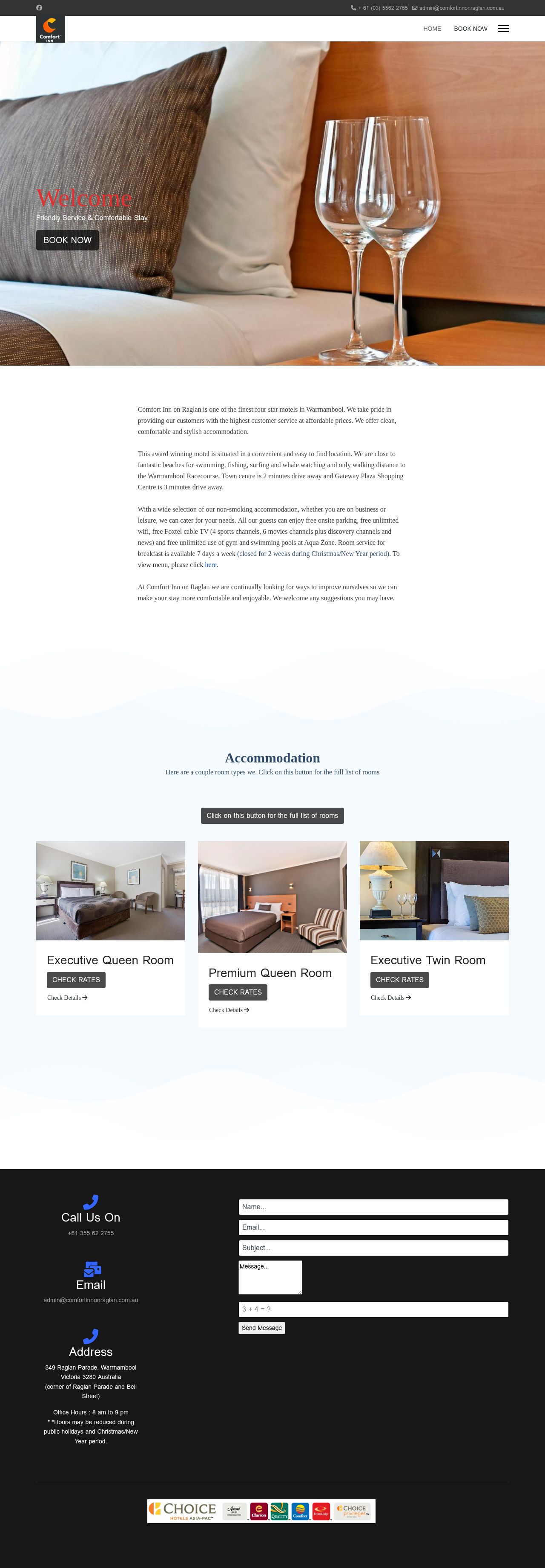 Comfort Inn on Raglan website