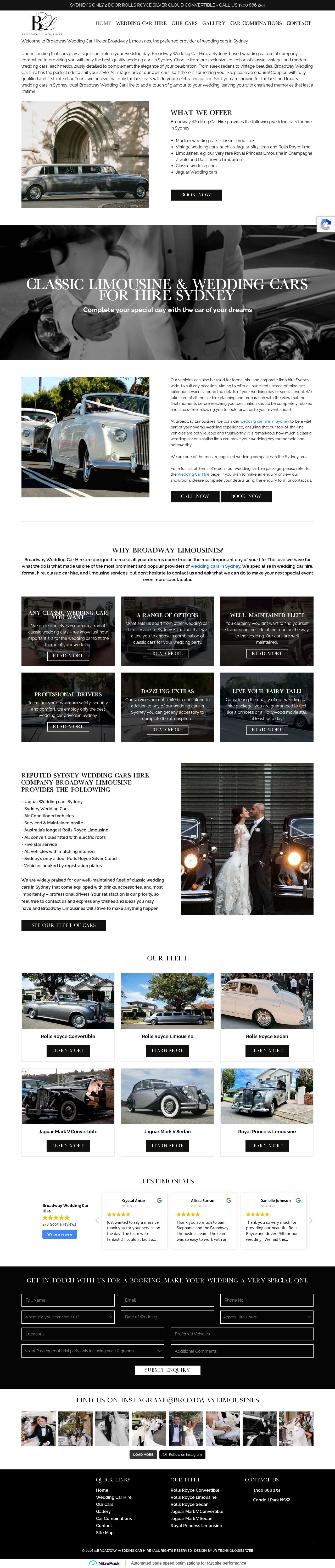 Broadway Wedding Car Hire website