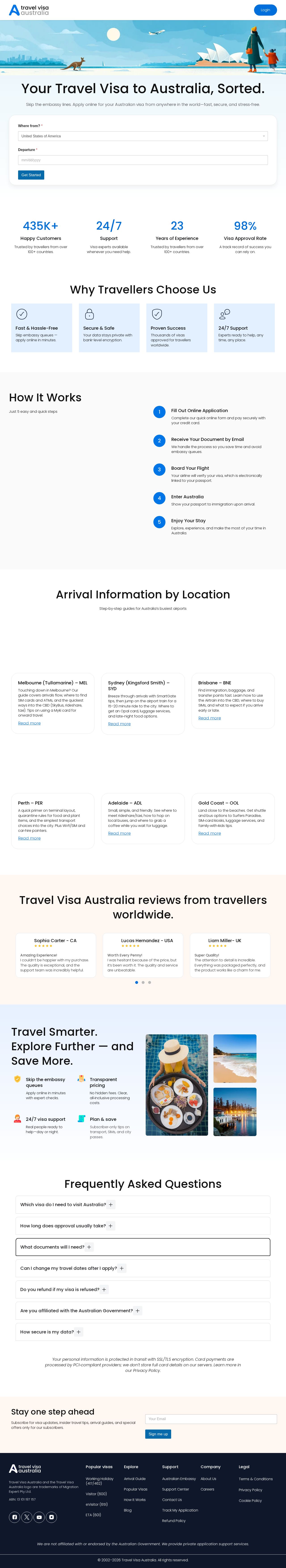 Travel Visa Australia website