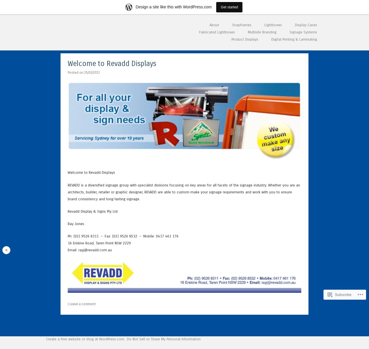 REVADD Display & Signs Pty Ltd website