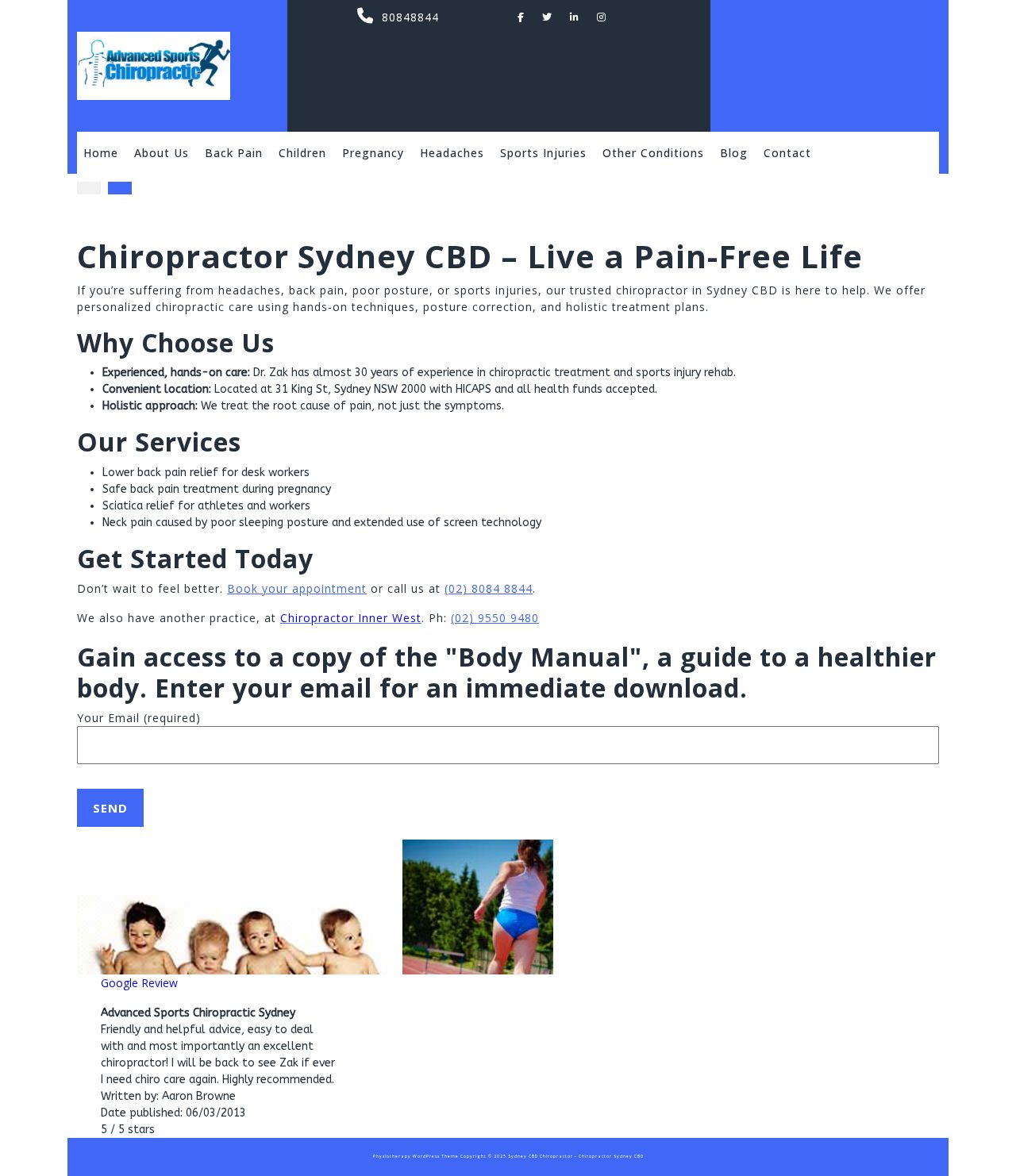 Advanced Sports Chiropractic Sydney website