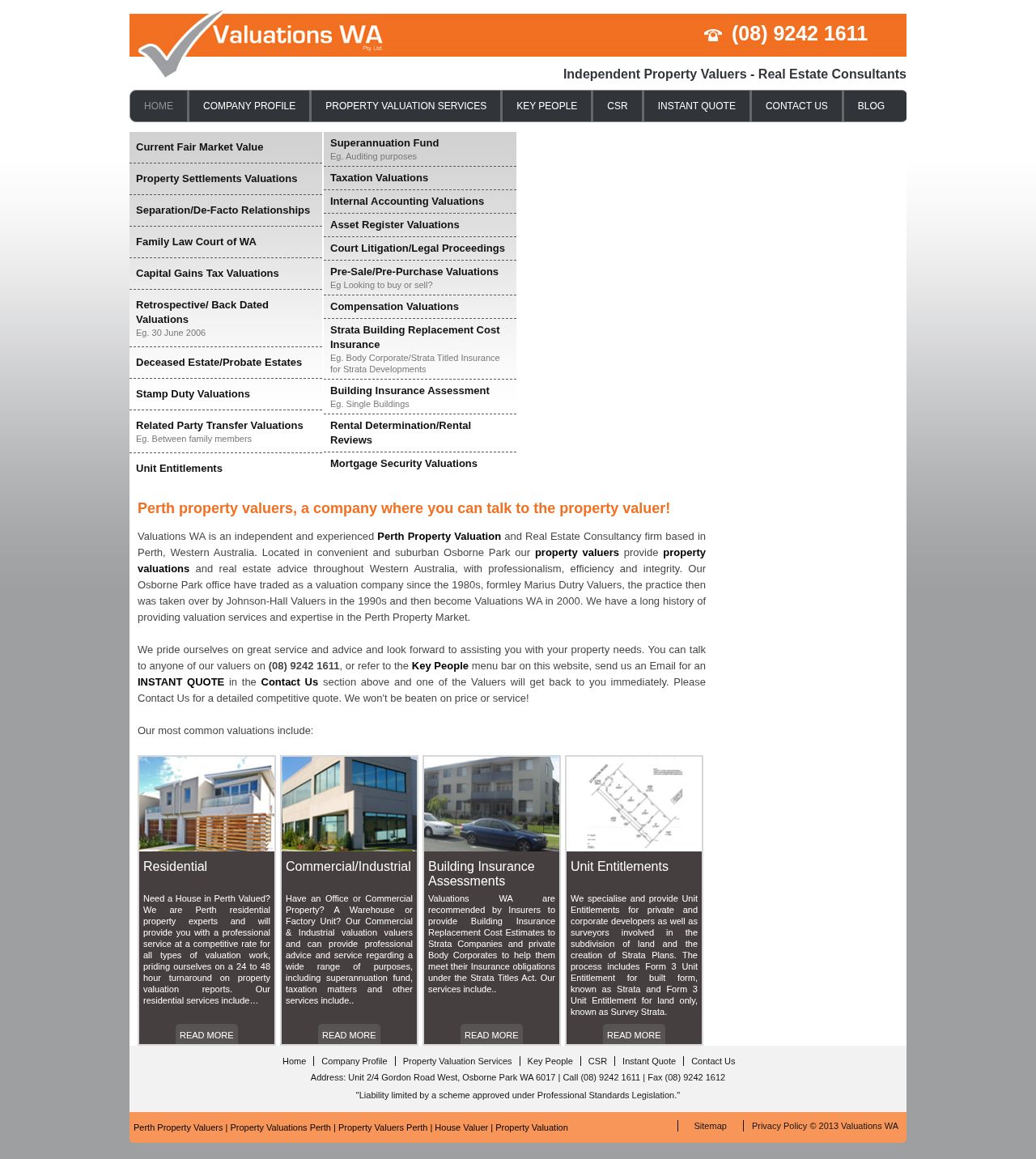 Property Valuations Perth website