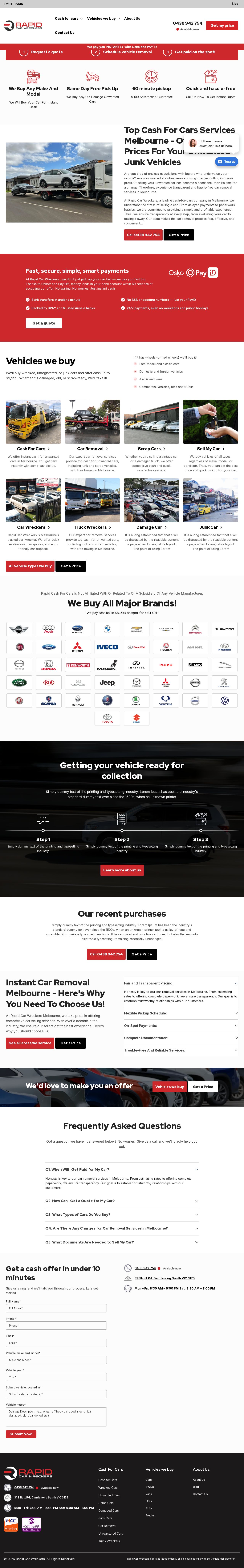 Car Wreckers Melbourne website