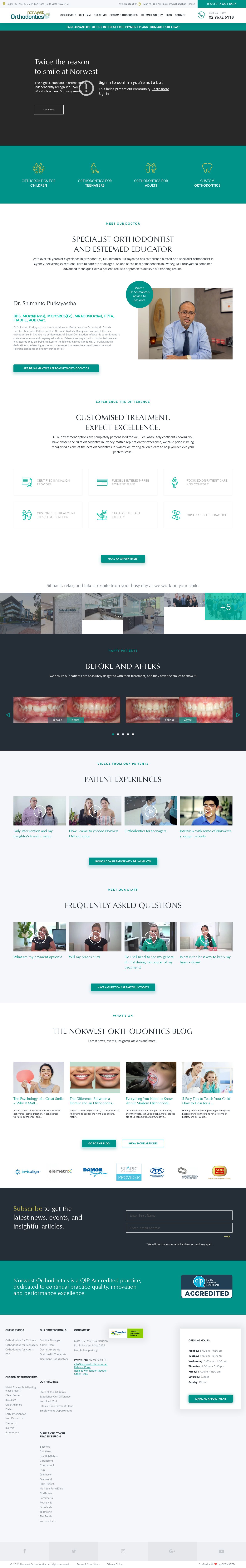 Norwest Orthodontics website