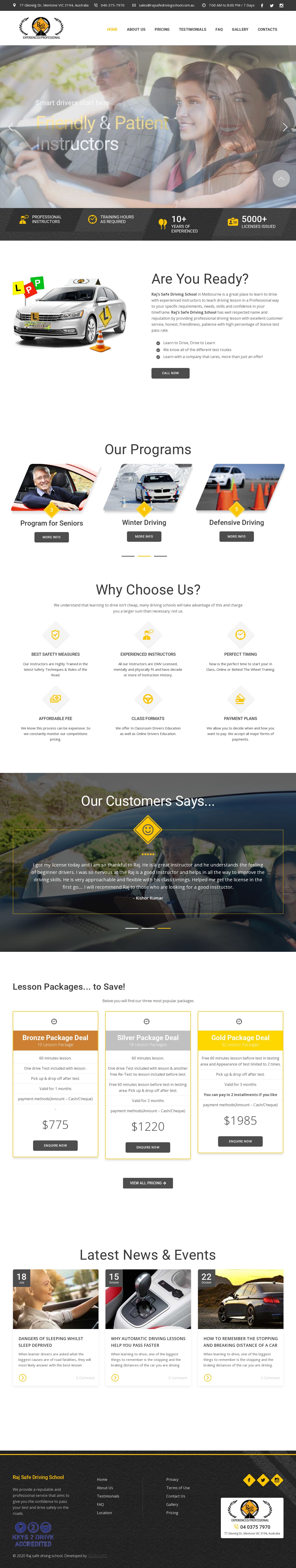 rajsafeDrivingschool website