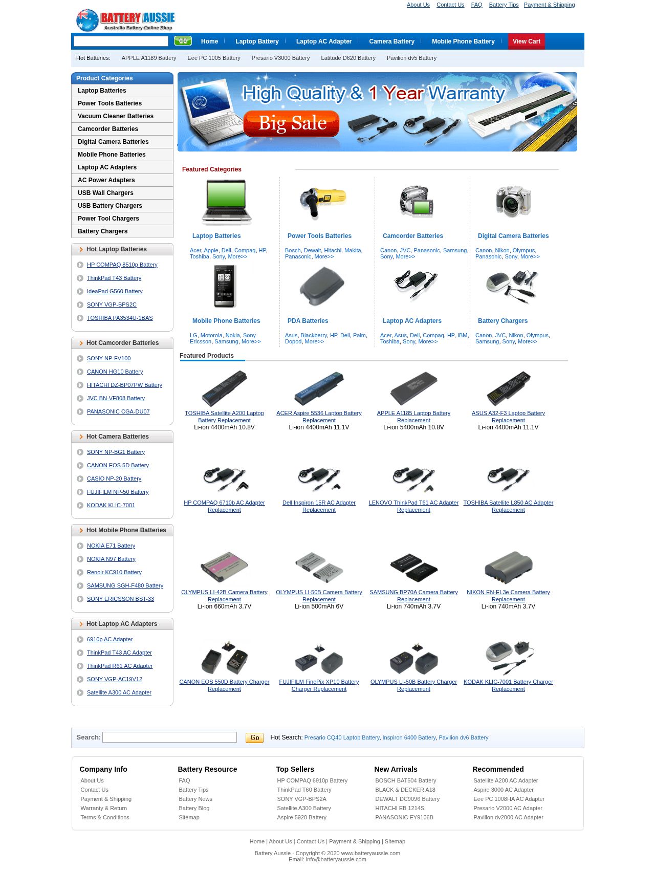 Battery Australia Shop website