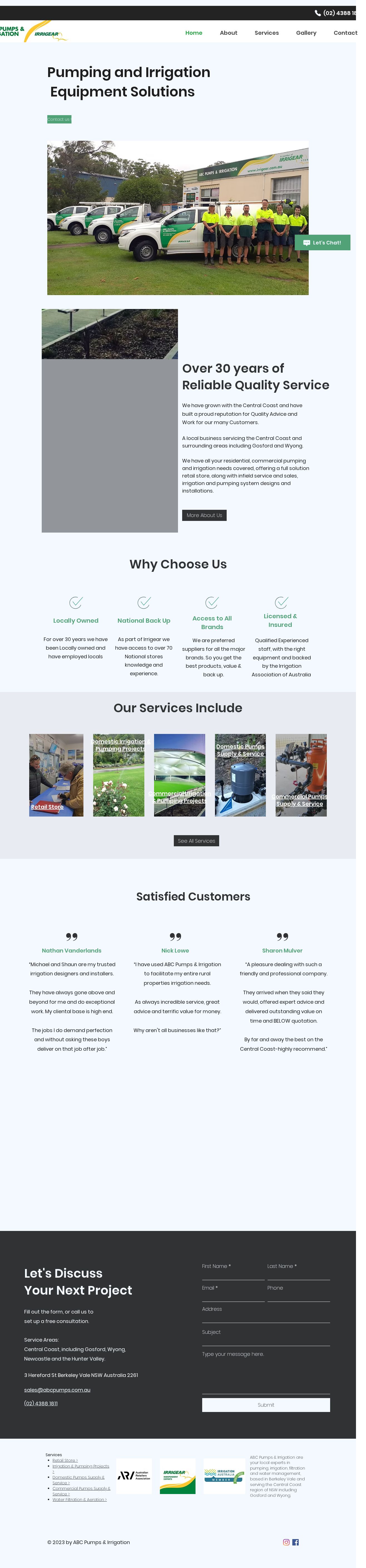 ABC Pumps & Irrigation website