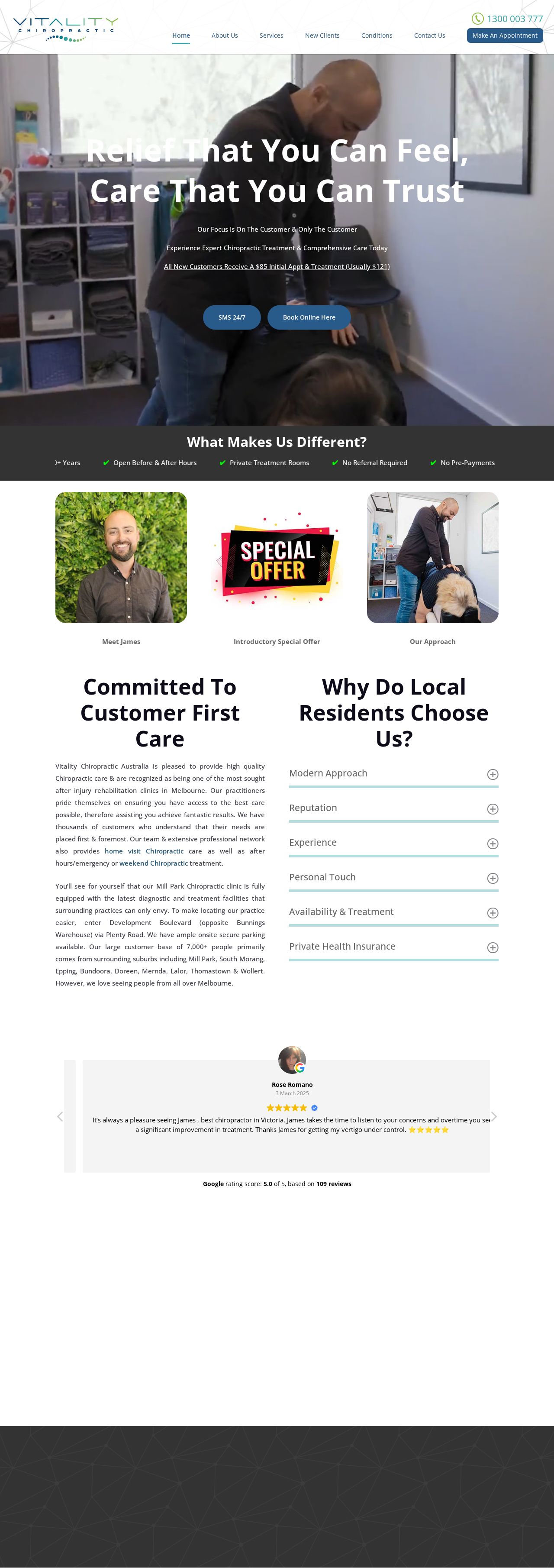 Vitality Chiropractic Australia website